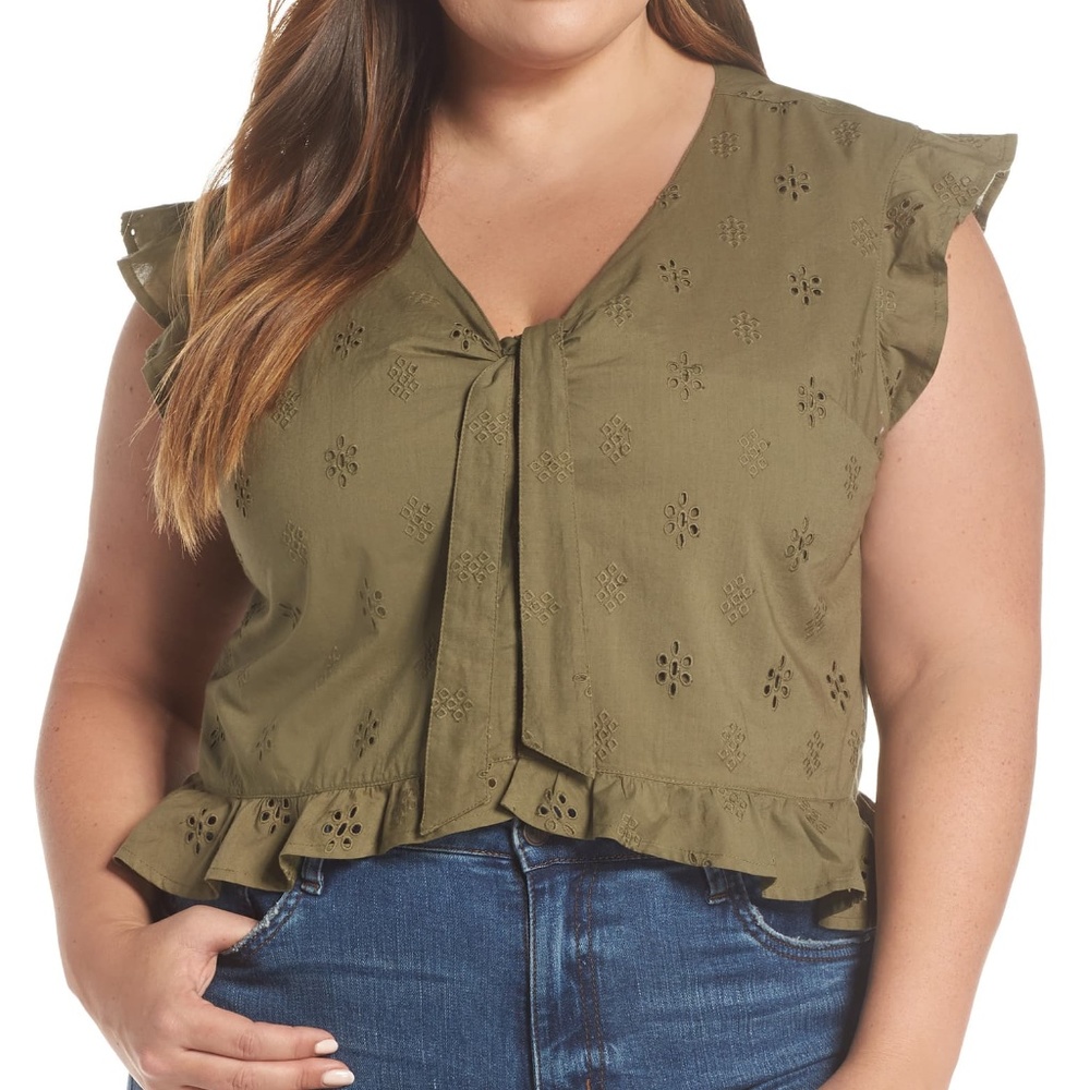 Nordstrom Plus size (3X) olive green blouse
